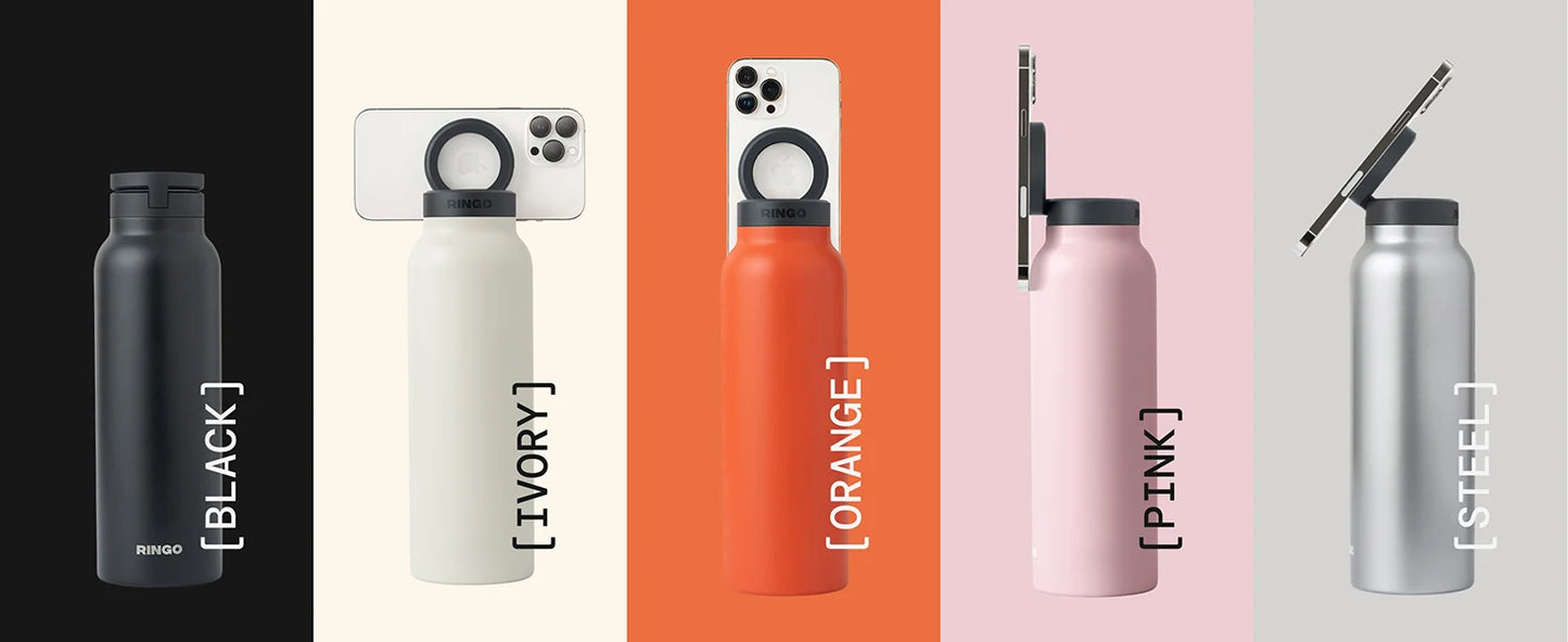 Insulated Water Bottle Compatible MagSafe Water Bottle With Phone Holder,Stainless Steel Water Bottle With Magnetic Phone Tripod