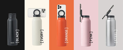 Insulated Water Bottle Compatible MagSafe Water Bottle With Phone Holder,Stainless Steel Water Bottle With Magnetic Phone Tripod