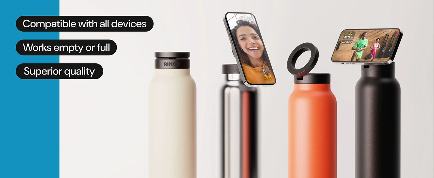 Insulated Water Bottle Compatible MagSafe Water Bottle With Phone Holder,Stainless Steel Water Bottle With Magnetic Phone Tripod